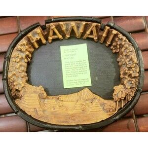 Vintage CocoJoe's Hawaii Ashtray Trinket Tray HL-52 7.5"x6.5" Lava & Hapa Wood